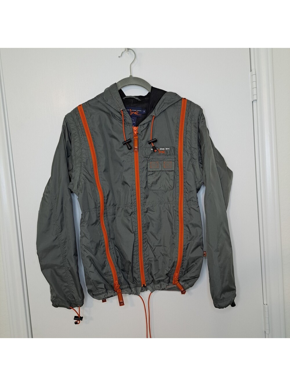 VTG Triple 5 Soul Mens S Gray Orange Zip Windbreaker Jacket